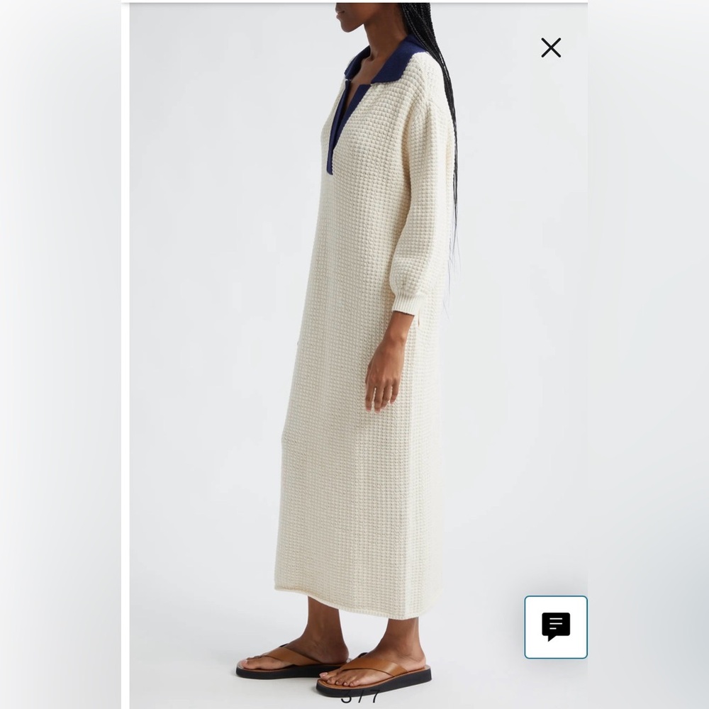 NWT Staud IVORY/NAVY ALTEA MIDI DRESS Size XS - Picture 5 of 11
